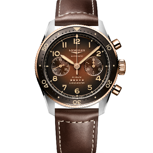 Longines Spirit Flyback Chronograph Brown Leather Strap 42 mm