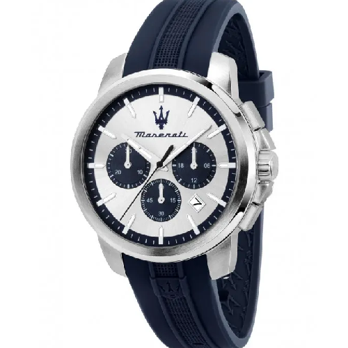 Maserati Successo Chronograph Blue Rubber Strap