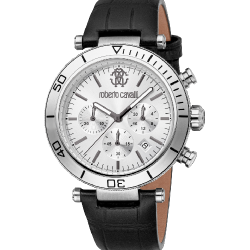 ROBERTO CAVALLI Gent Chronograph Black Leather Strap