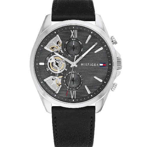 Tommy Hilfiger Baker Black Leather Strap