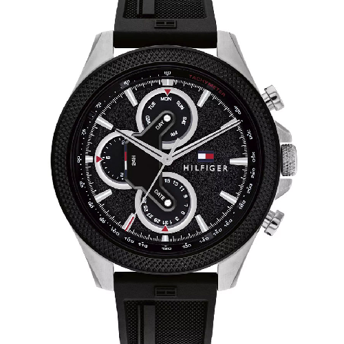 Tommy Hilfiger Clark Multifunction Black Rubber Strap