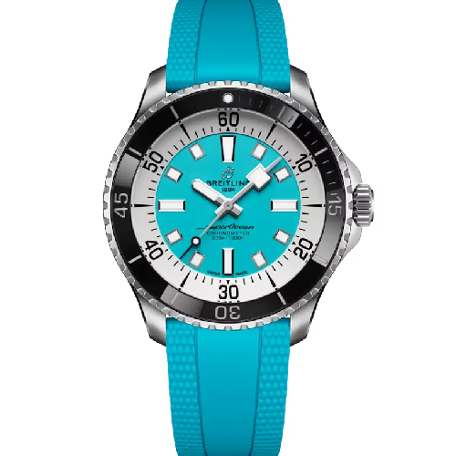Breitling Superocean Automatic 44 Light Blue Rubber Strap