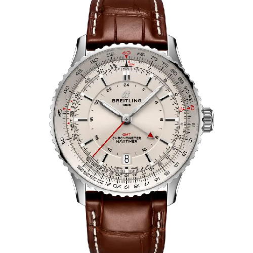 Breitling Navitimer Automatic GMT 41 Brown Leather Strap