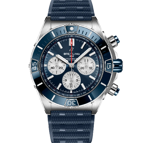 Breitling Super Chronomat B01 44 Blue Rubber Strap