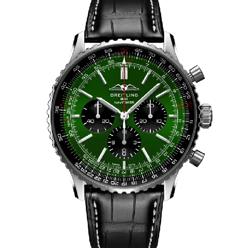 Breitling Navitimer B01 Chronograph 46 Black Leather Strap