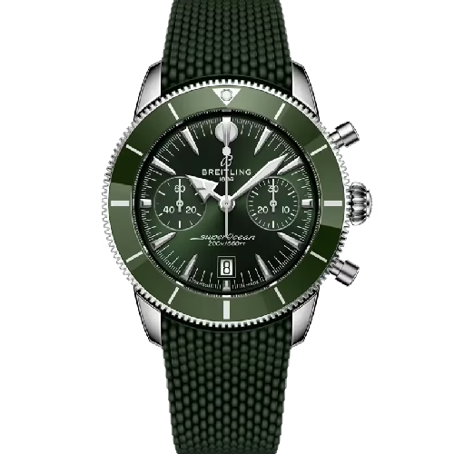 Breitling Superocean Heritage B01 Chronograph 42 Green Rubber Strap