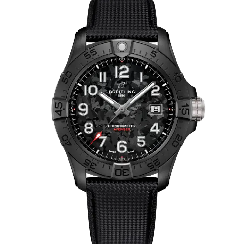 Breitling Avenger Automatic 42 Night Mission Black Leather Strap