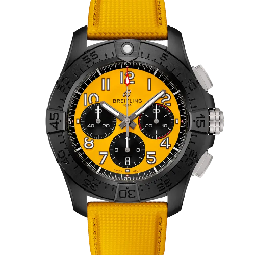 Breitling Avenger B01 Chronograph 44 Night Mission Yellow Leather Strap