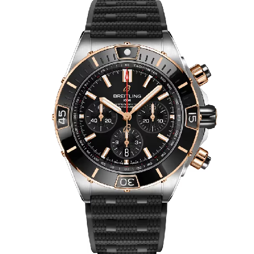 Breitling Super Chronomat B01 44 Black Rubber Strap