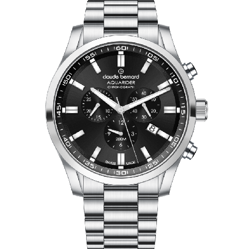 Claude Bernard Aquarider Chronograph Silver Stainless Steel Bracelet