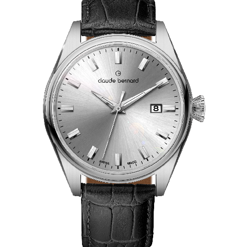 Claude Bernard Proud Heritage Date Black Leather Strap