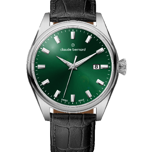 Claude Bernard Proud Heritage Date Black Leather Strap