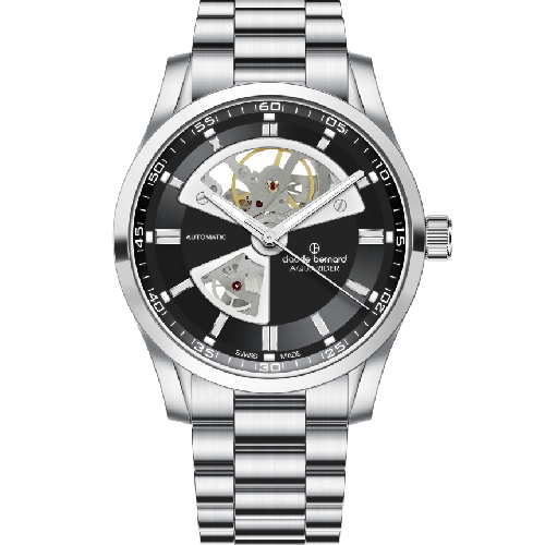 Claude Bernard Aquarider Open Heart Automatic Silver Stainless Steel Bracelet