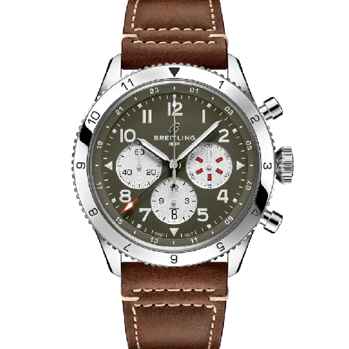 Breitling Classic AVI Super AVI B04 Chronograph GMT 46 Curtiss Warhawk Brown Leather Strap