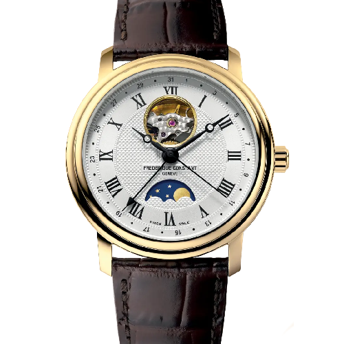 FREDERIQUE CONSTANT Heart Beat Moonphase Date Brown Leather Strap