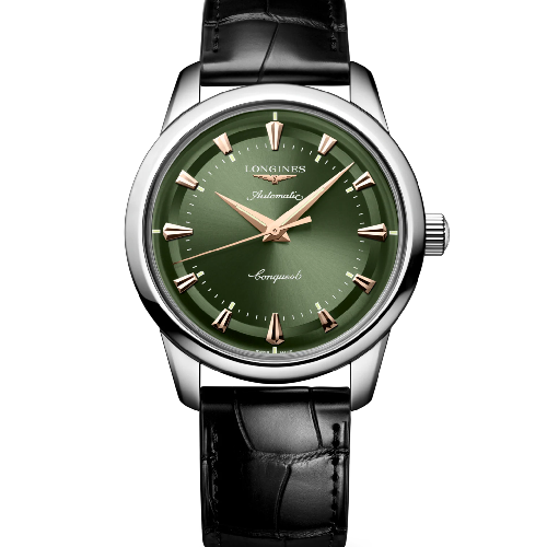Longines Conquest Heritage Automatic Black Leather Strap 40 mm