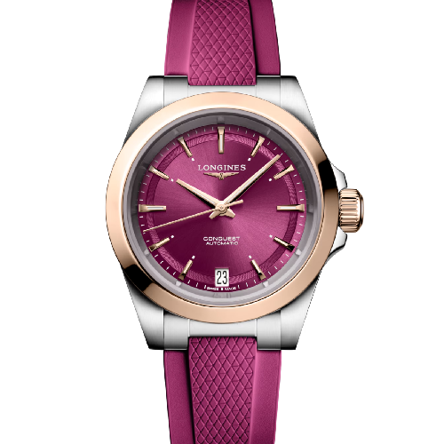 Longines Conquest Automatic Purple Rubber Strap 34 mm