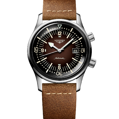 LONGINES LEGEND DIVER Automatic Brown Leather Strap 42 mm