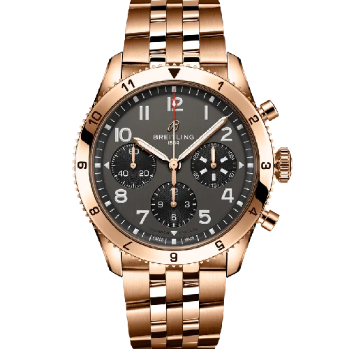 Breitling Classic AVI Chronograph 42 P-51 Mustang 18k Red Gold Bracelet