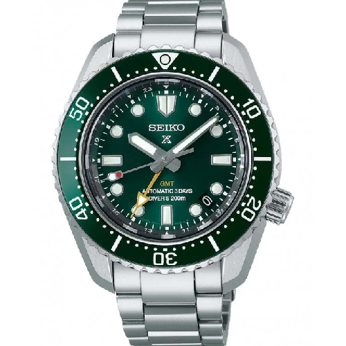 SEIKO Prospex Marine Green Divers Automatic GMT Silver Stainless Steel Bracelet