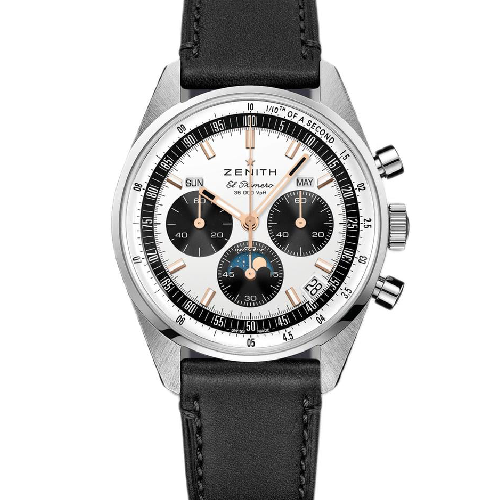 Zenith El Primero Chronomaster Original Original Triple Calendar Black Leather Strap