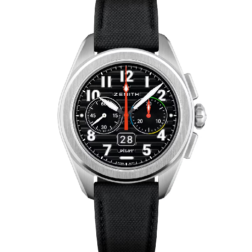 Zenith PILOT BIG DATE FLYBACK Black Rubber Strap