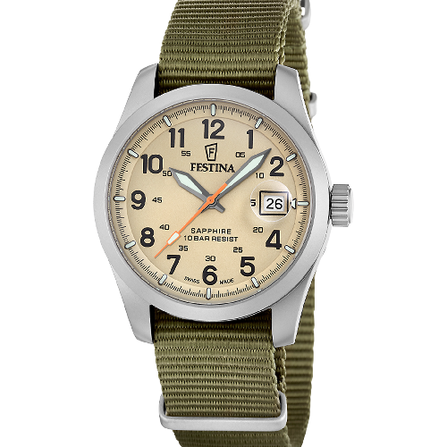 Festina Field Swiss Made Green Nylon Strap