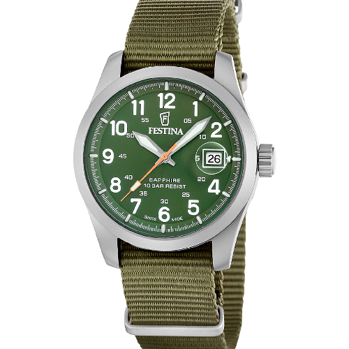 Festina Field Swiss Made Green Nylon Strap