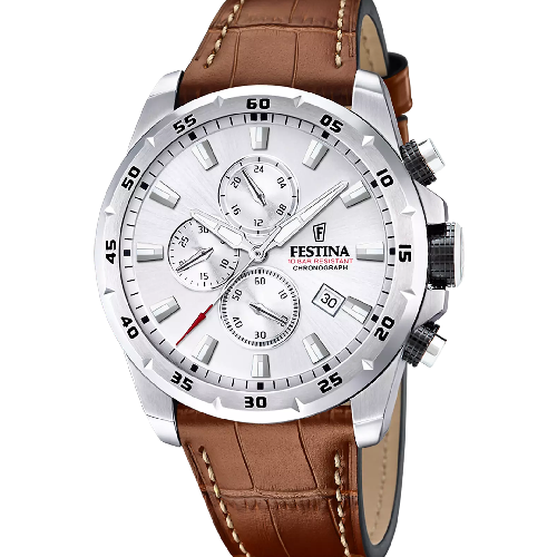 Festina Timeless Chronograph Brown Leather Strap