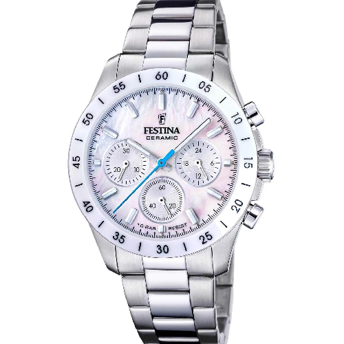 Festina Ceramic Chronograph Silver Stainless Steel Bracelet