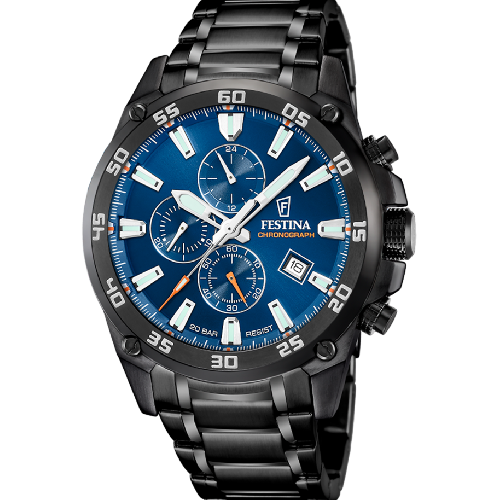 Festina Timeless Chronograph Black Stainless Steel Bracelet