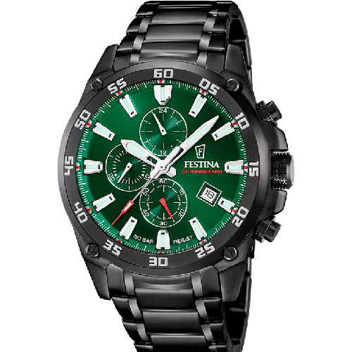 Festina Timeless Chronograph Black Stainless Steel Bracelet