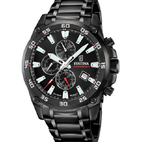 Festina Timeless Chronograph Black Stainless Steel Bracelet