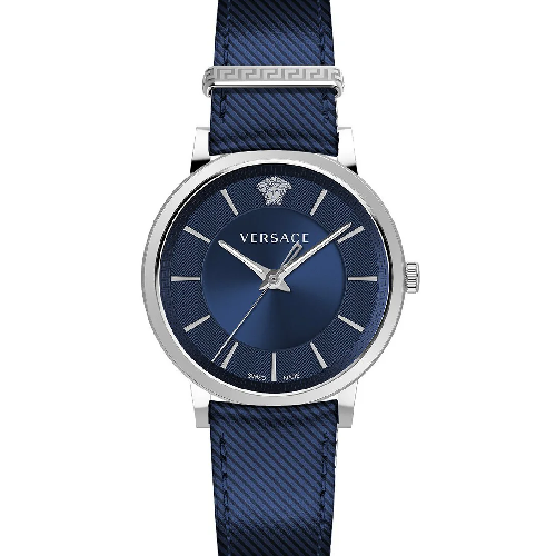 Versace V-Circle Blue Leather Strap