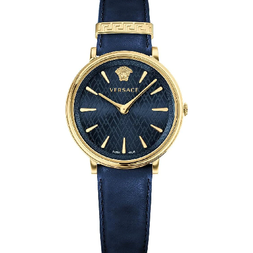 Versace V-Circle Blue Leather Strap