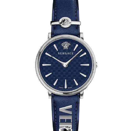 Versace V-Circle Blue Leather Strap