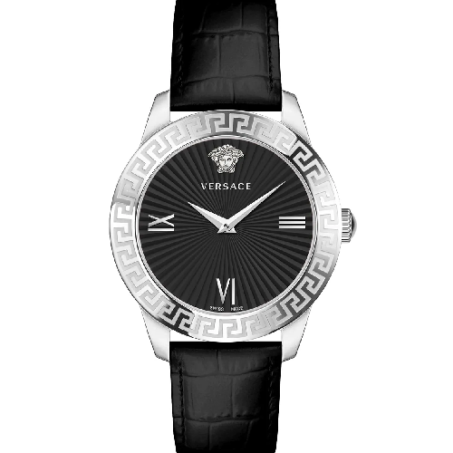Versace Greca Lady Black Leather Strap