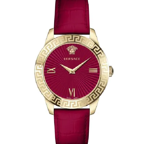 Versace Greca Lady Red Leather Strap