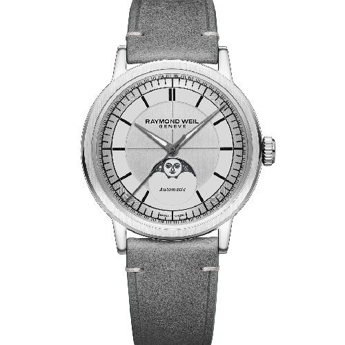 RAYMOND WEIL Millesime Moonphase Grey Leather Strap