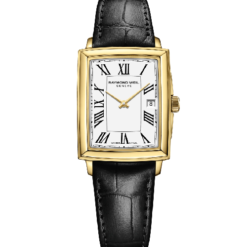 RAYMOND WEIL Toccata Square Black Leather Strap