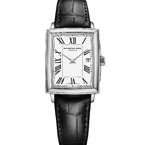 RAYMOND WEIL Toccata Square Black Leather Strap