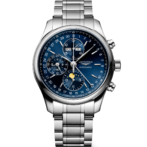 LONGINES Master Collection Chronograph Moonphase Stainless Steel Bracelet 42mm