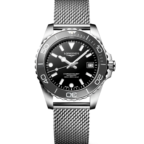 LONGINES HydroConquest Automatic Silver Mesh Stainless Steel Bracelet 39 mm