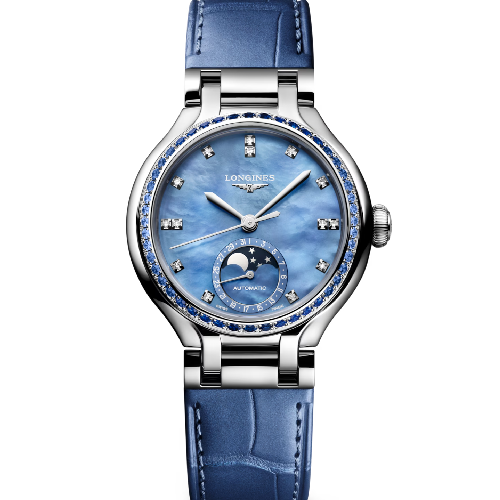 Longines Primaluna Moonphase Automatic Blue Leather Strap