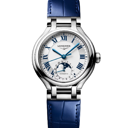 Longines Primaluna Moonphase Automatic Blue Leather Strap