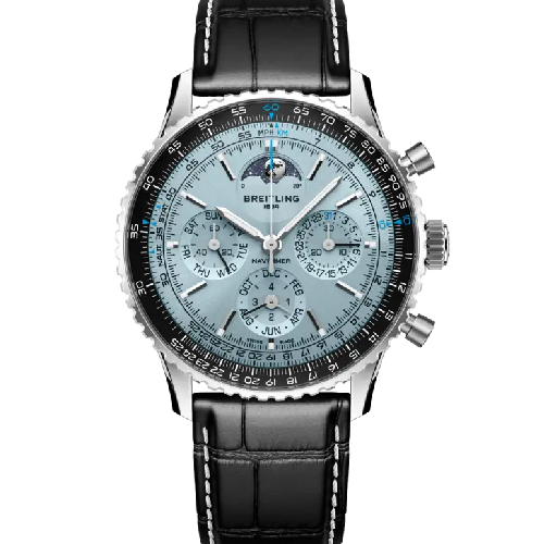 Breitling Navitimer B19 Chronograph 43 Perpetual Calendar Black Leather Strap