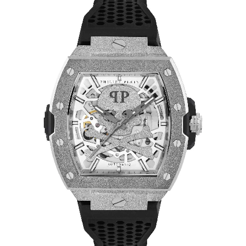 PHILIPP PLEIN The Skeleton Frosted Automatic Black Silicone Strap