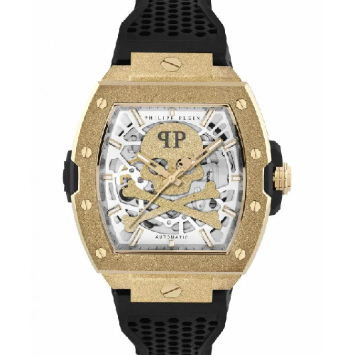PHILIPP PLEIN The Skeleton Frosted Automatic Black Silicone Strap