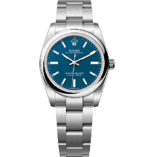 Rolex Oyster Perpetual 34mm Med Blue Dial