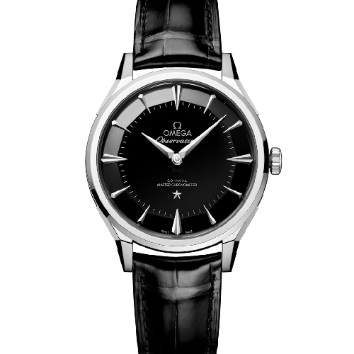Omega Constellation Observatory 39.4 mm, O‑MEGASTEEL on alligator